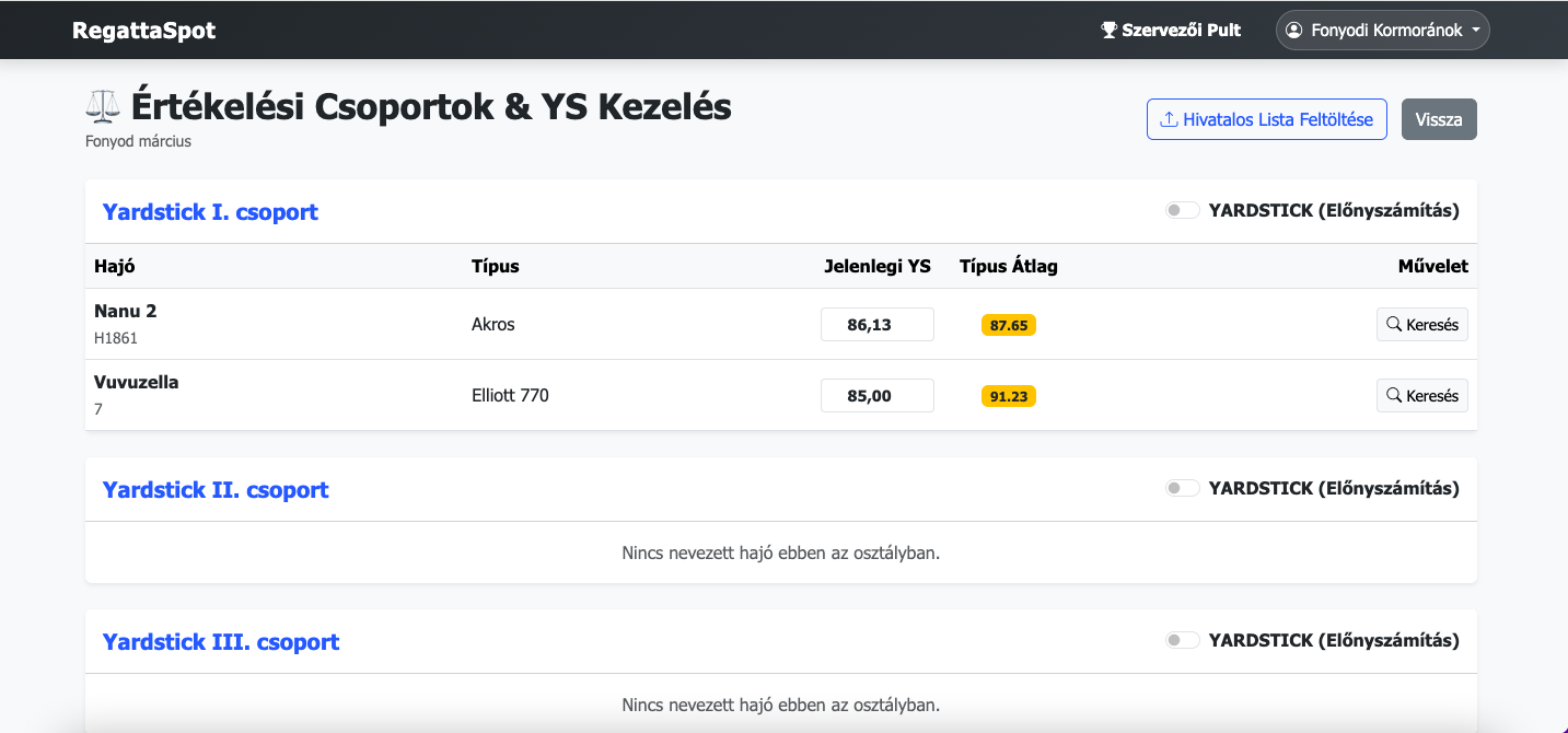 Yardstick számítás